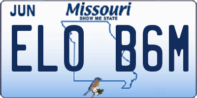 MO license plate EL0B6M
