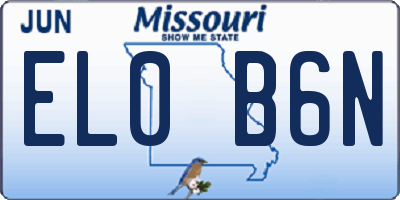 MO license plate EL0B6N