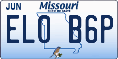 MO license plate EL0B6P