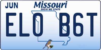 MO license plate EL0B6T