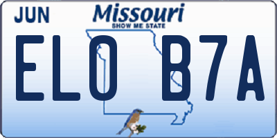 MO license plate EL0B7A