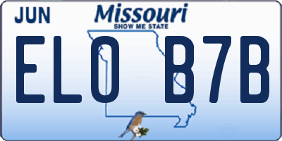 MO license plate EL0B7B