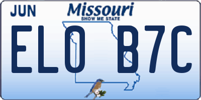 MO license plate EL0B7C