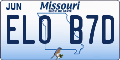MO license plate EL0B7D