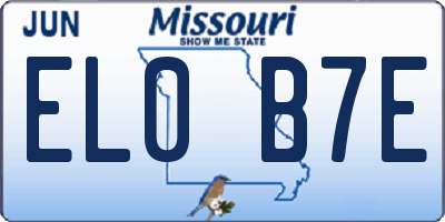 MO license plate EL0B7E
