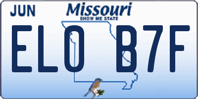 MO license plate EL0B7F