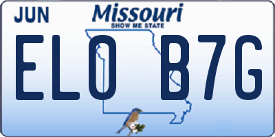 MO license plate EL0B7G