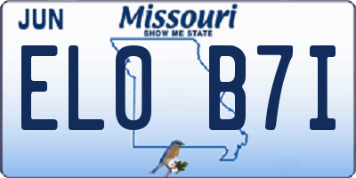 MO license plate EL0B7I