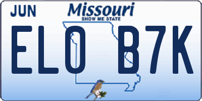 MO license plate EL0B7K