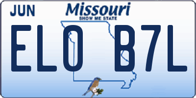 MO license plate EL0B7L