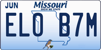 MO license plate EL0B7M