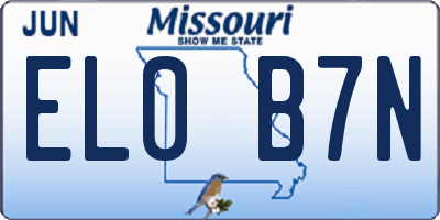 MO license plate EL0B7N