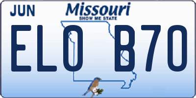 MO license plate EL0B7O