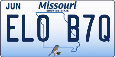MO license plate EL0B7Q