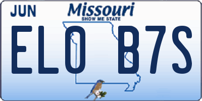 MO license plate EL0B7S