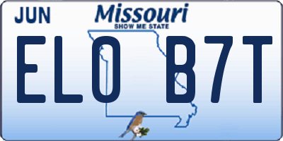 MO license plate EL0B7T