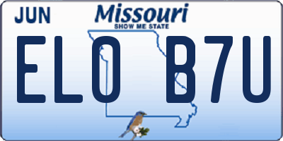 MO license plate EL0B7U
