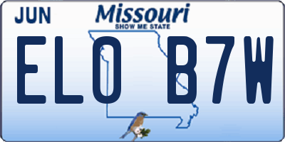 MO license plate EL0B7W