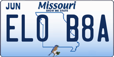 MO license plate EL0B8A