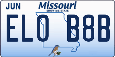 MO license plate EL0B8B