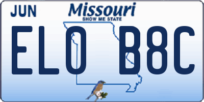 MO license plate EL0B8C