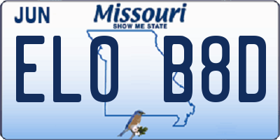 MO license plate EL0B8D