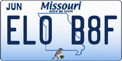 MO license plate EL0B8F