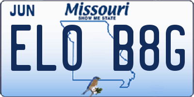 MO license plate EL0B8G