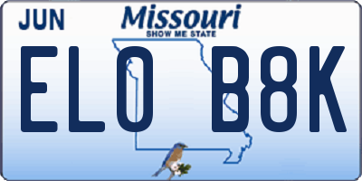 MO license plate EL0B8K