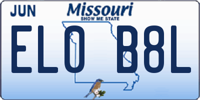 MO license plate EL0B8L