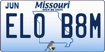 MO license plate EL0B8M