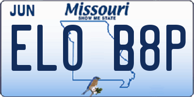 MO license plate EL0B8P