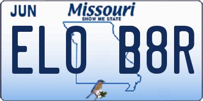 MO license plate EL0B8R