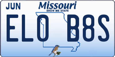 MO license plate EL0B8S