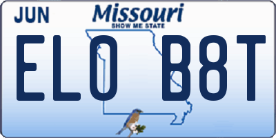 MO license plate EL0B8T