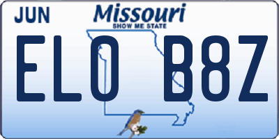 MO license plate EL0B8Z