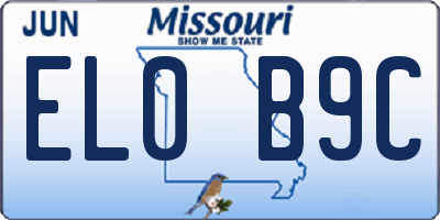 MO license plate EL0B9C