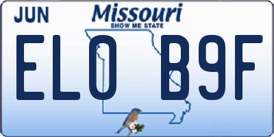 MO license plate EL0B9F