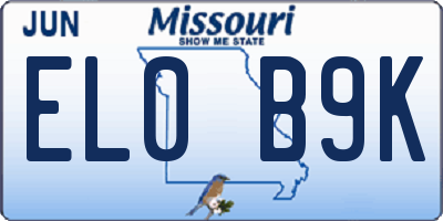 MO license plate EL0B9K