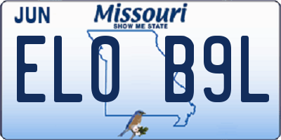 MO license plate EL0B9L