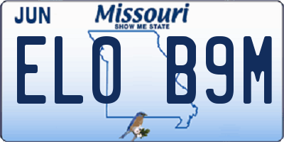 MO license plate EL0B9M