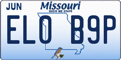 MO license plate EL0B9P
