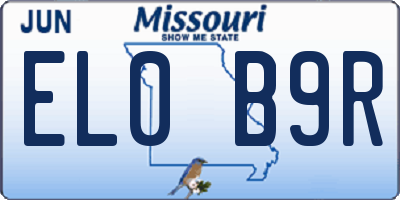MO license plate EL0B9R
