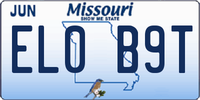MO license plate EL0B9T