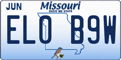 MO license plate EL0B9W