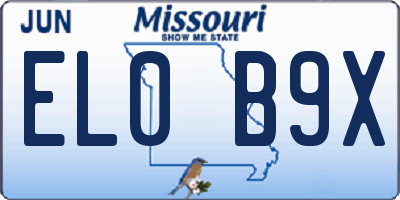 MO license plate EL0B9X