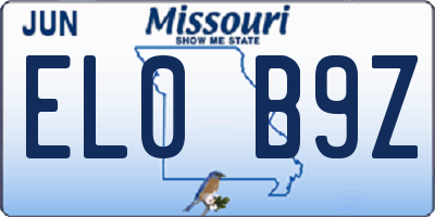 MO license plate EL0B9Z