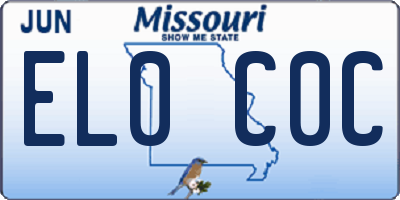 MO license plate EL0C0C