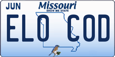 MO license plate EL0C0D