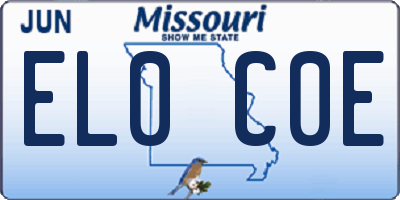MO license plate EL0C0E